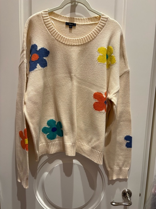 Rails Sweaters - Rails Cream Crewneck Sweater with Multi-Color Floral Motif